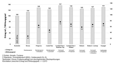 Abb. 2 Versuchsergebnisse zur Krautfäulebekämpfung 2023